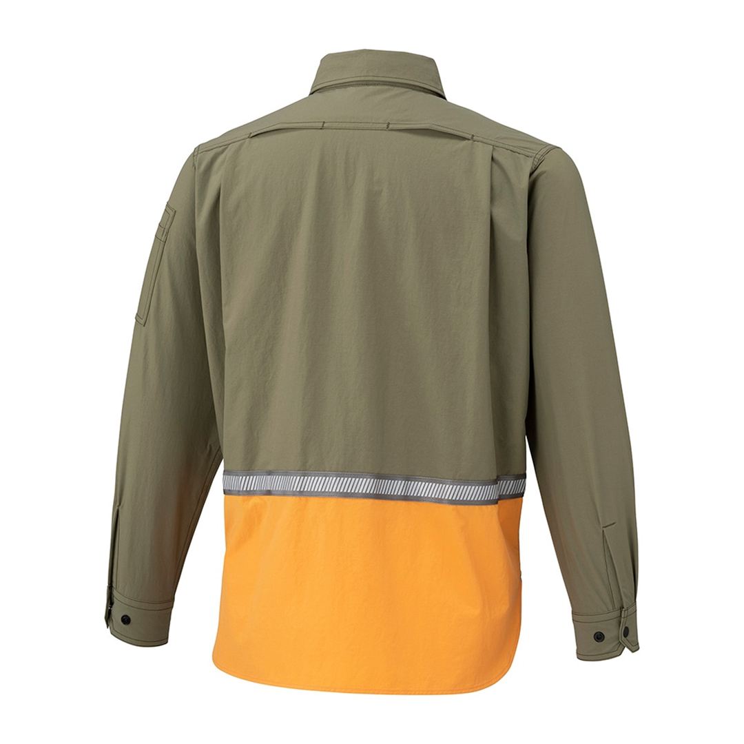 【ミズノ公式オンライン限定】ストレッチバイカラーシャツ カーキ×オレンジ M