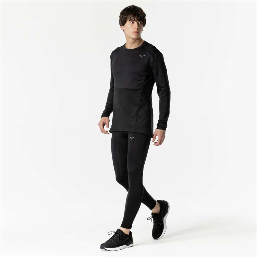 【発熱】ミズノサーマルチャージTシャツ(長袖／オーロラ) ブラック S