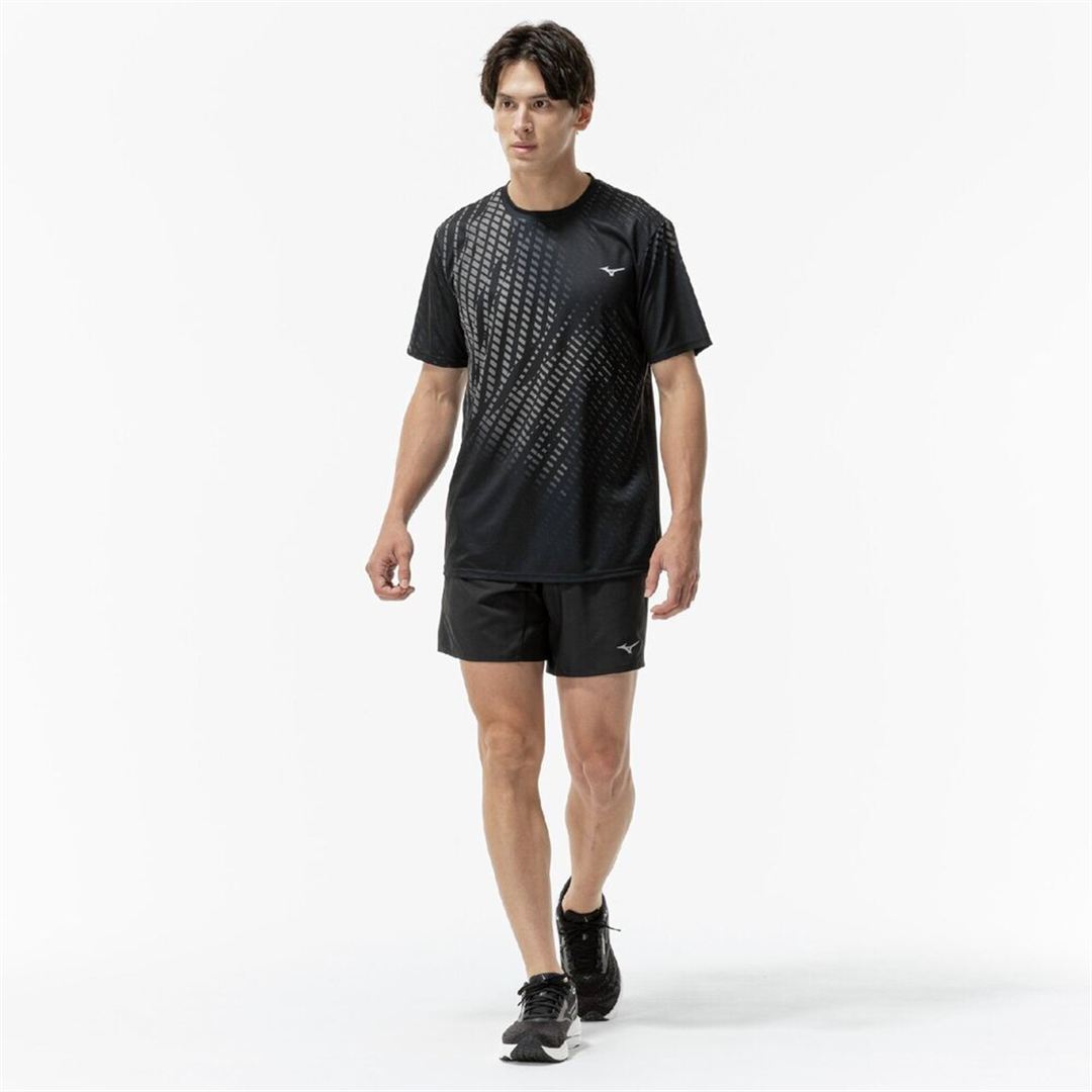 【ミズノ直営限定】クイックドライ Tシャツ ブラック×グレー S