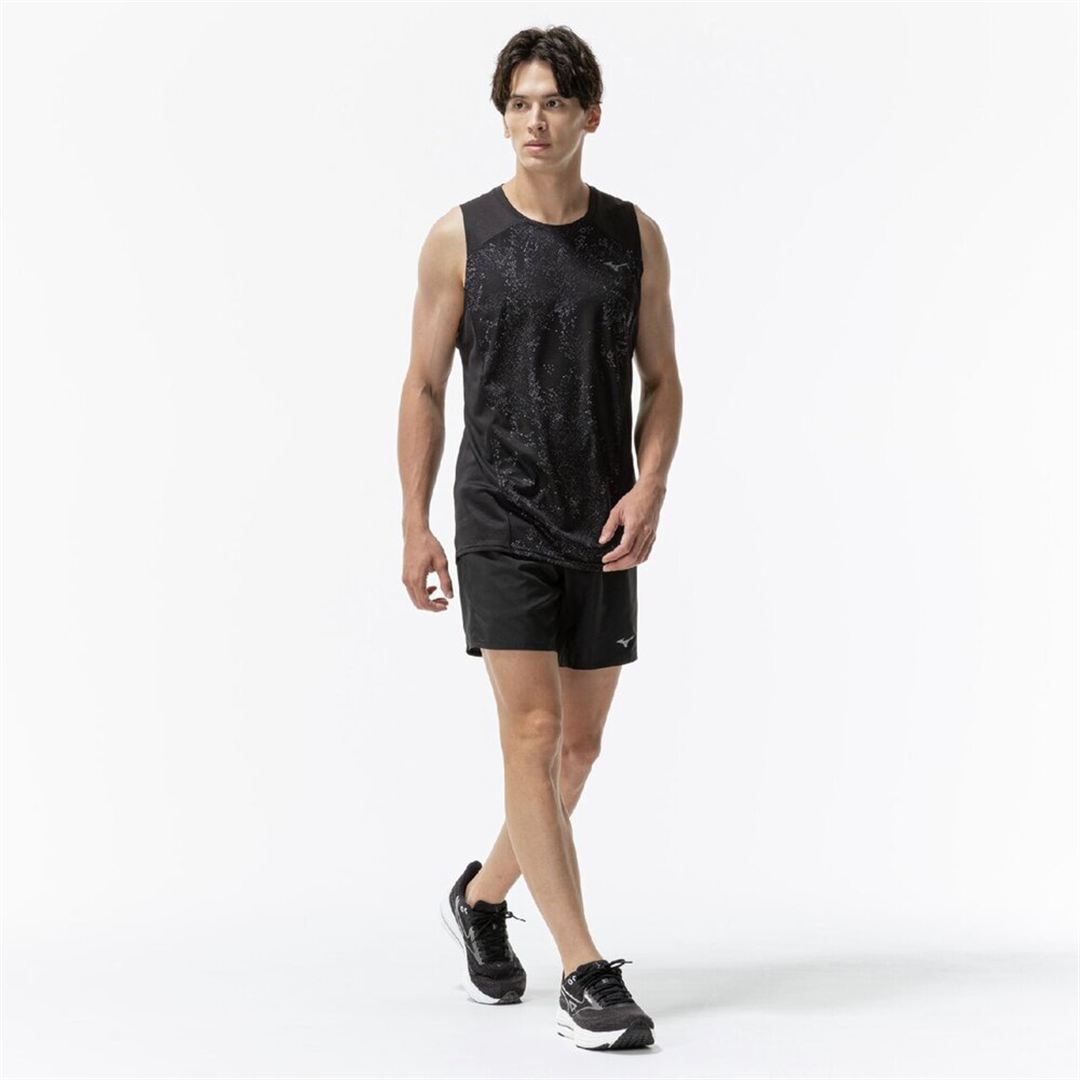 【汗処理／通気】ドライエアロフローグラフィックタンクトップ ブラック×グレー XL