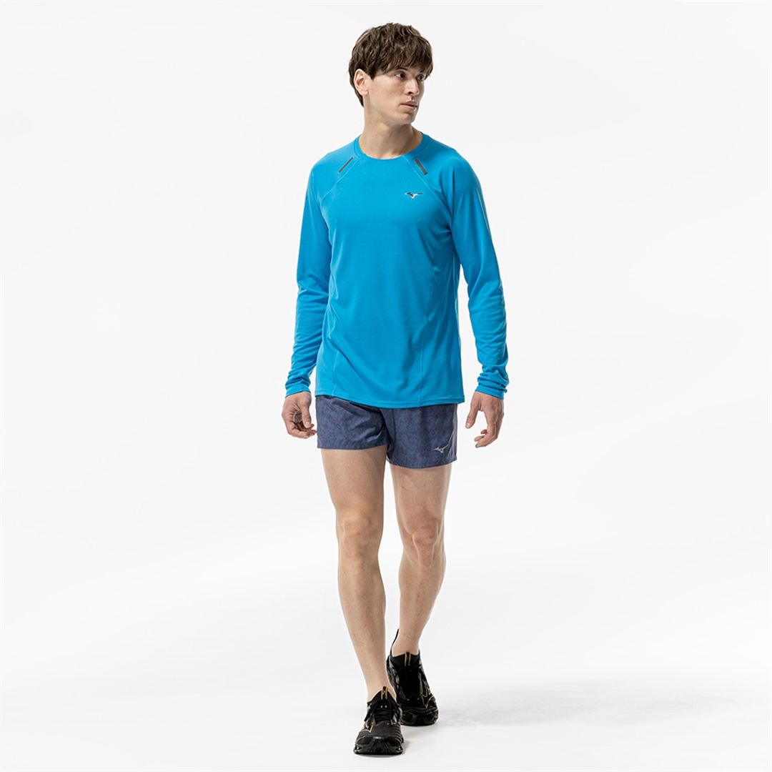 【汗処理／通気】ドライエアロフローTシャツ(長袖) ブルージュエル XL