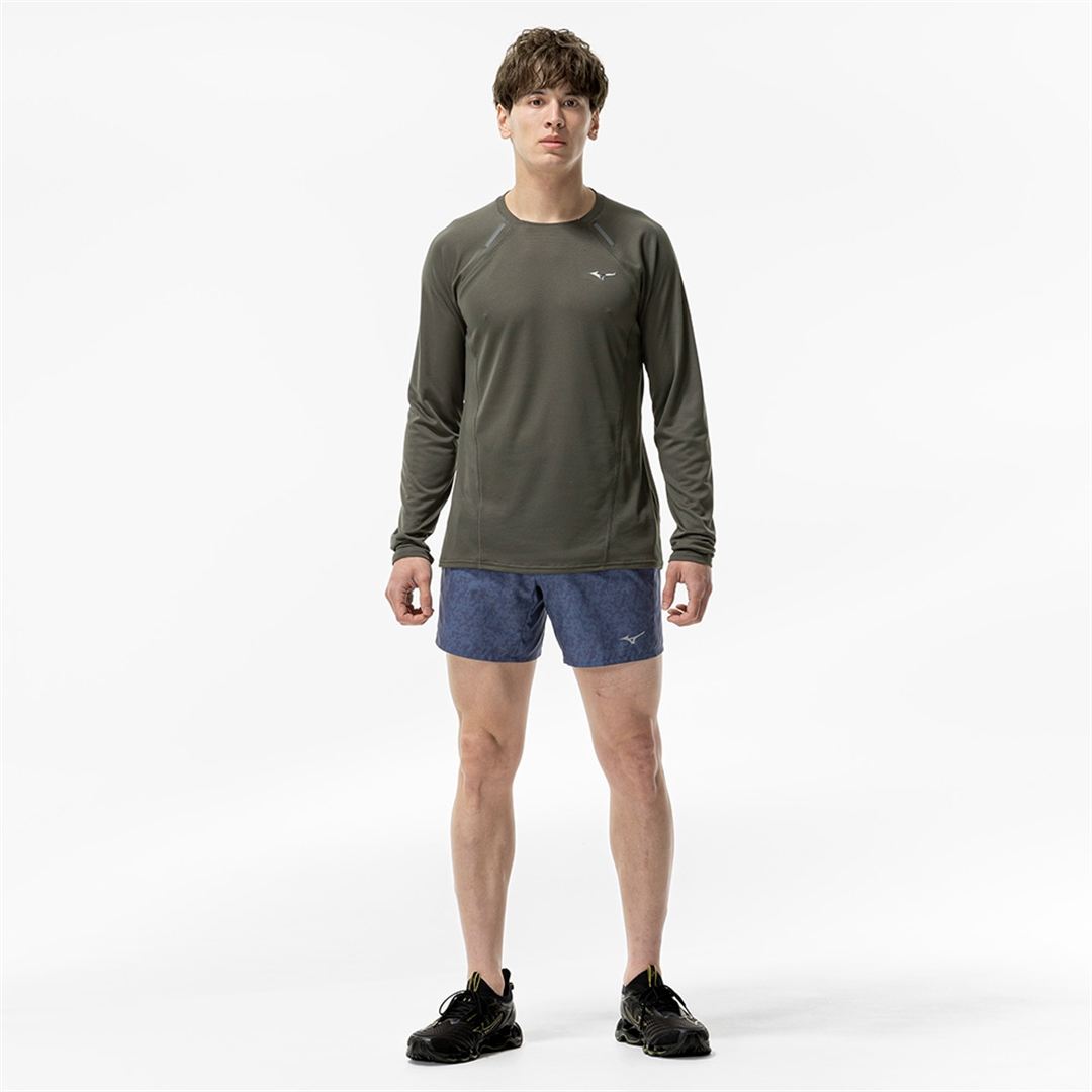 【汗処理／通気】ドライエアロフローTシャツ(長袖) フォレストナイト XL