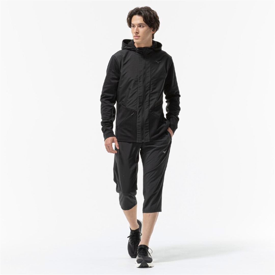 【ミズノ直営限定】ランニングマルチポケット 3/4パンツ ブラック 2XL