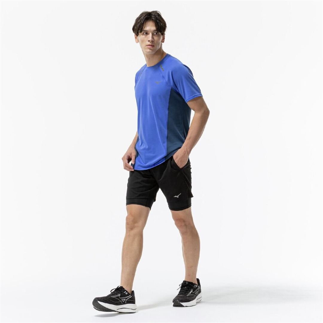【ミズノ直営限定】ランニング ハーフパンツ インナータイツ付 ブラック XL