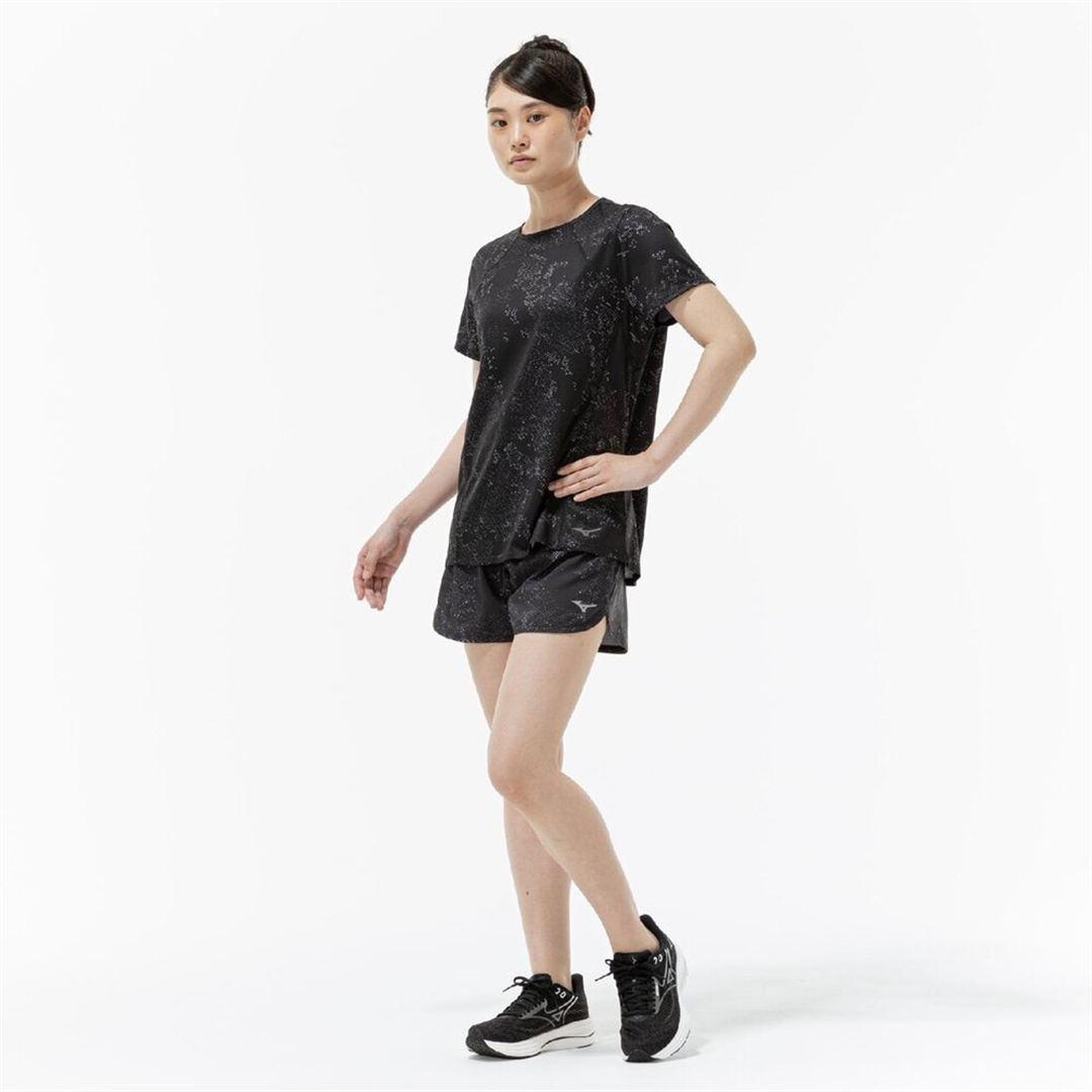 ランニング マルチポケットパンツ グラフィック4インチ ブラック XL