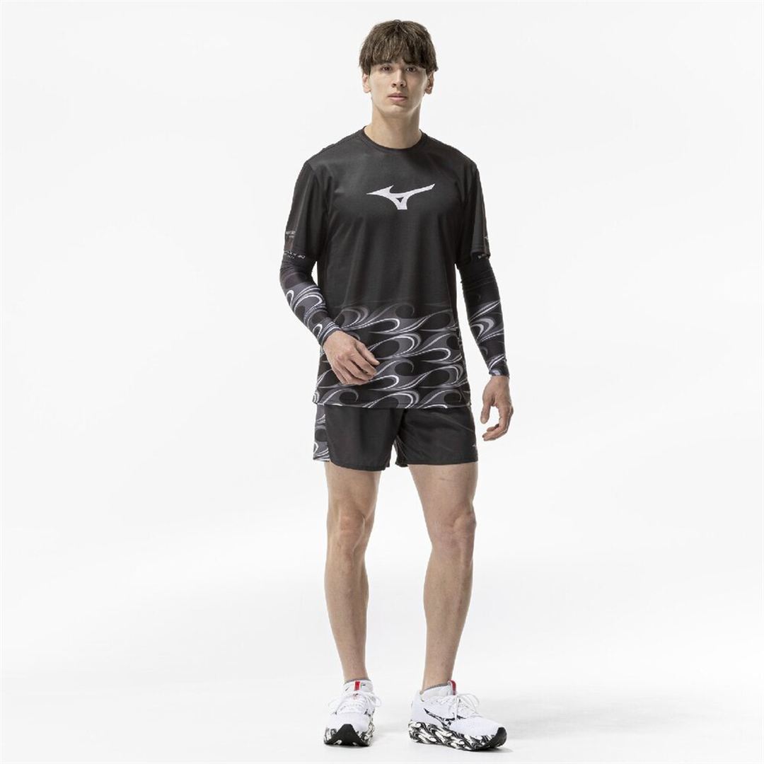【ミズノ直営限定】ランニング マルチポケットパンツプラス グラフィック 7インチ ブラック XL