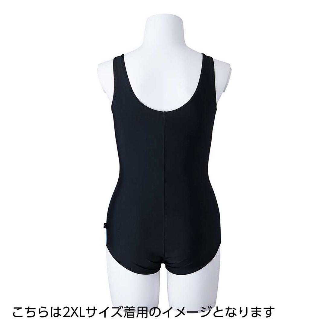 【カラーカクテル】アクアフィットネス用ワンピース ブラック×ブルーハワイ S