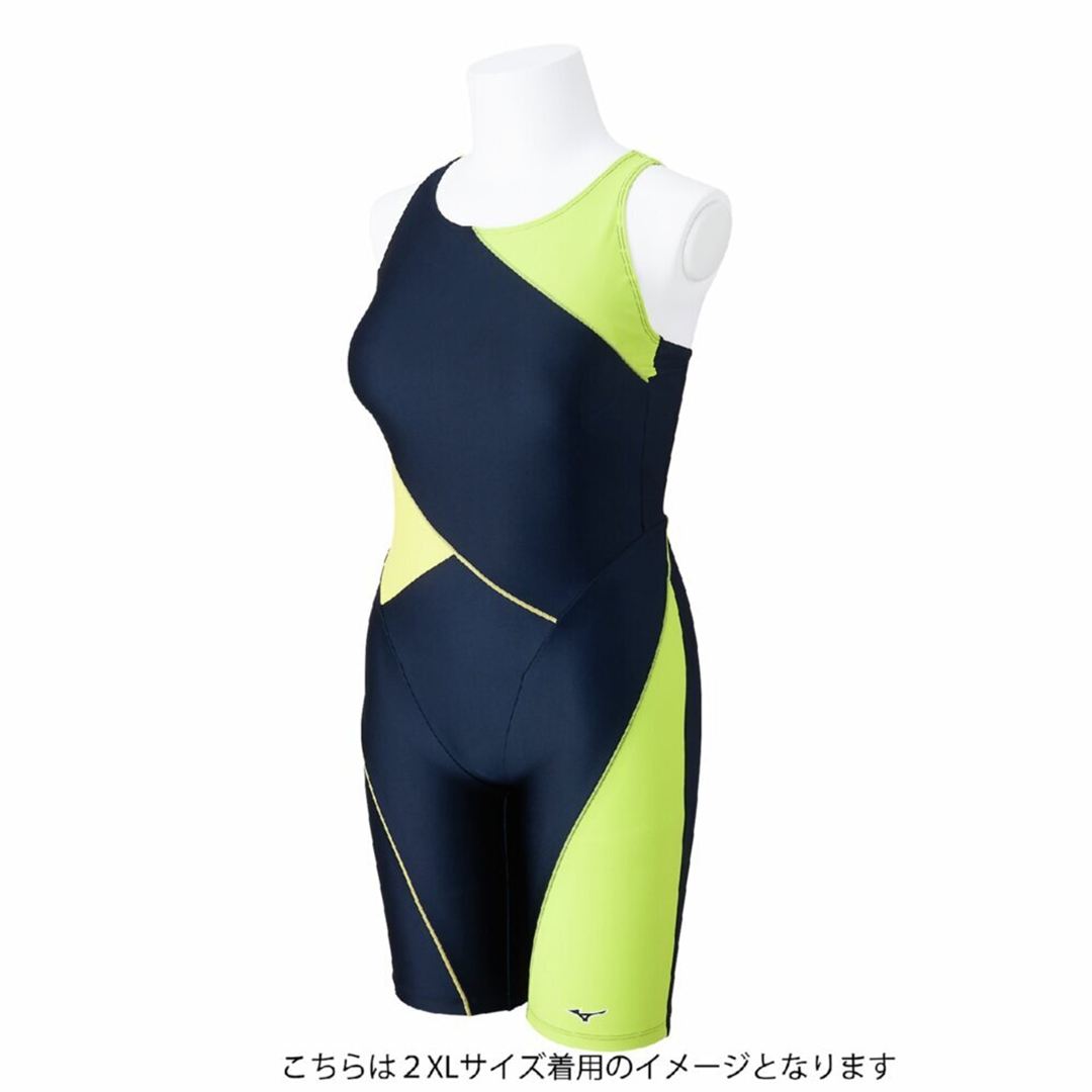 【Stroke ONE／撥水】スイムフィットネス用オールインワン ネイビー×ライム XL