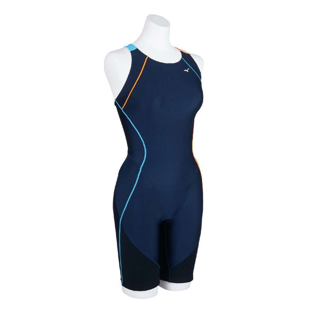 【EZ SWIM】スイムフィットネス用オールインワン ネイビー×ターコイズ×オレンジ S