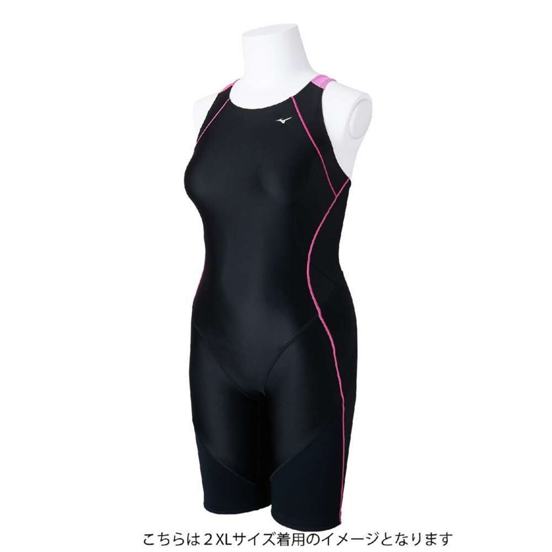 【EZ SWIM】スイムフィットネス用オールインワン ブラック×ローズ×オーロラピンク M