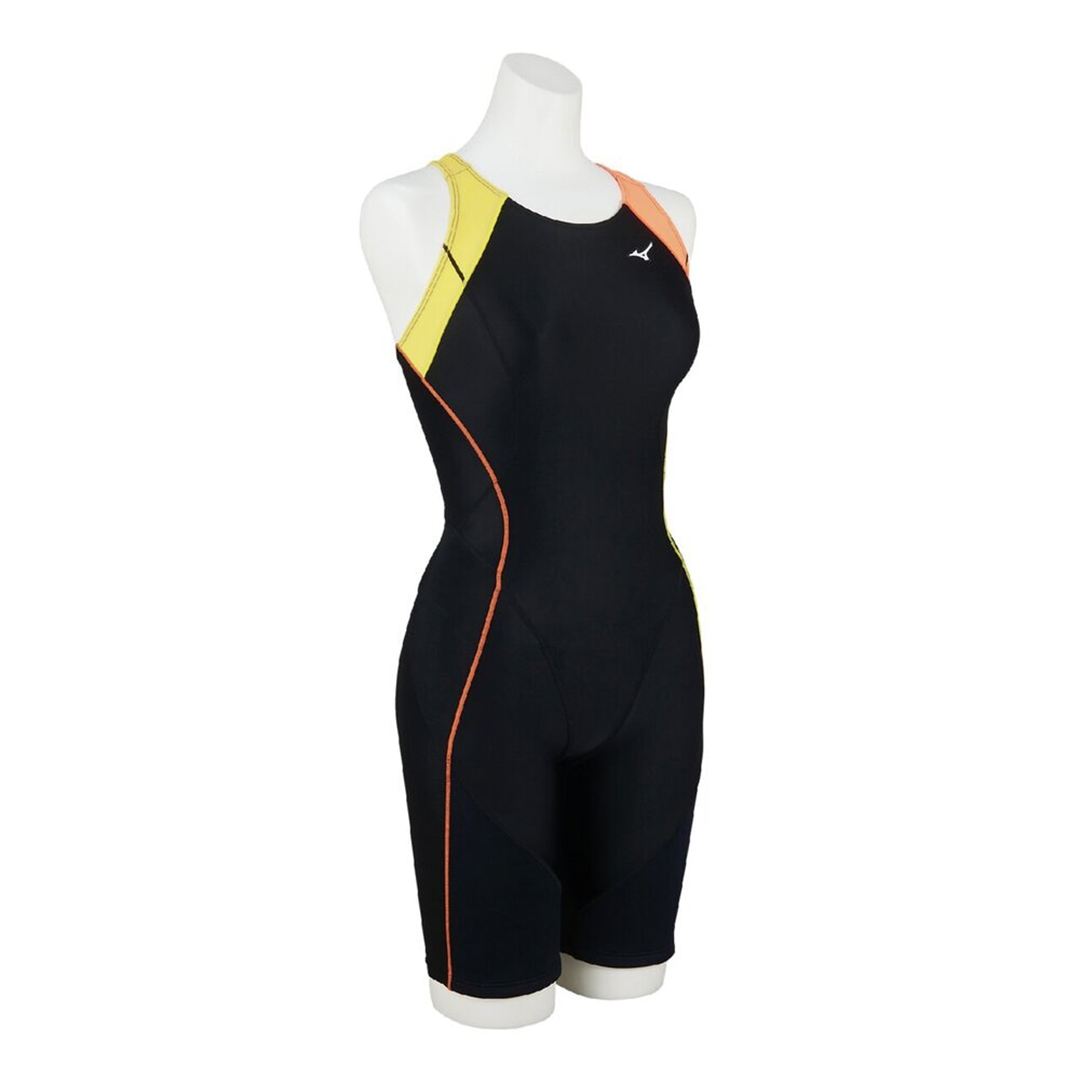 【EZ SWIM】スイムフィットネス用オールインワン ブラック×オレンジ×イエロー XL