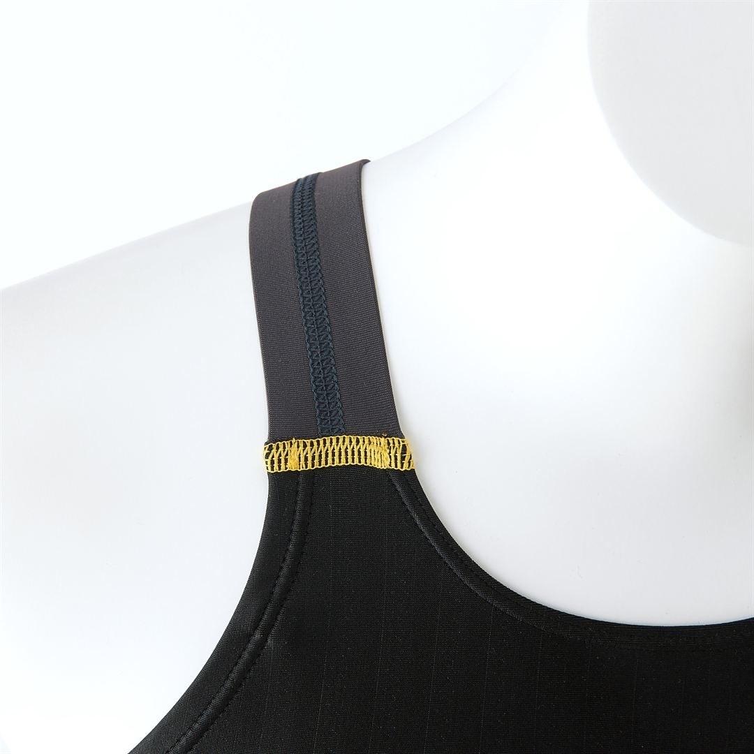 【STREAM ACE】競泳用ミディアムカット(レースオープンバック) ブラック×チャコールグレー M