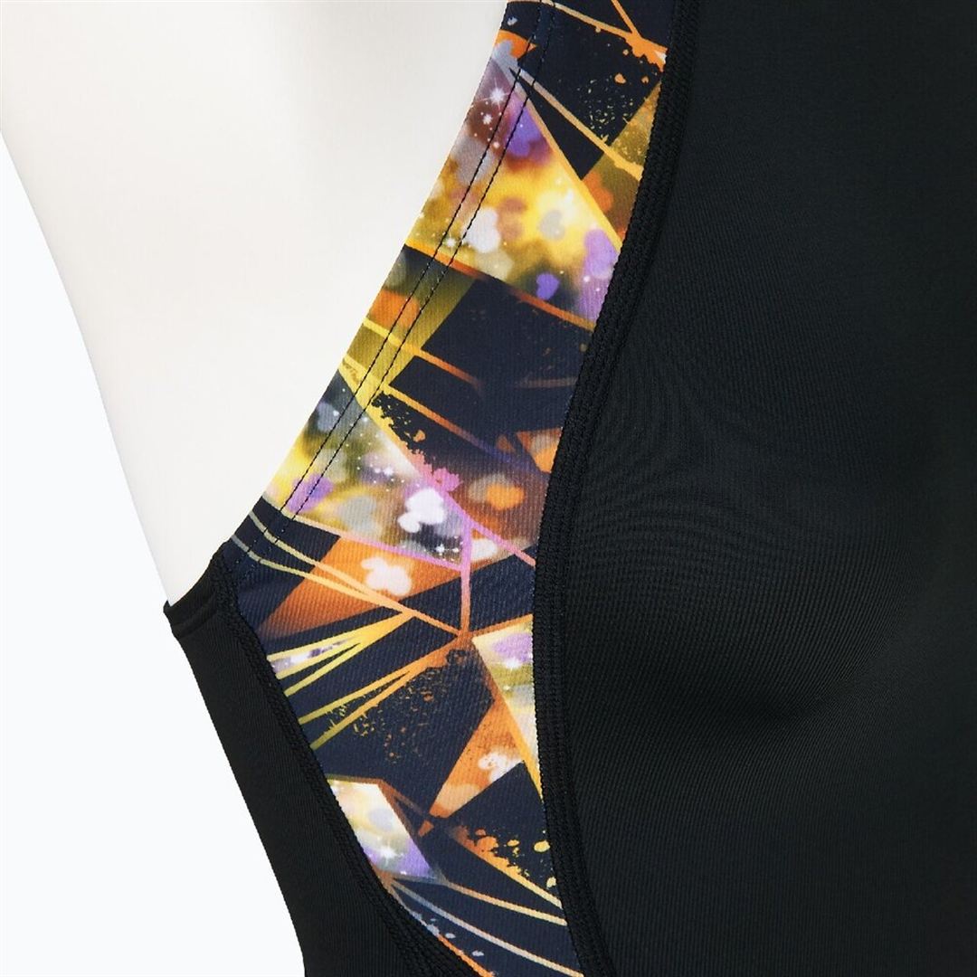 【ST Graphic／撥水】競泳用ハーフスーツ(マスターズバック)ここちU ブラック×グレー XL