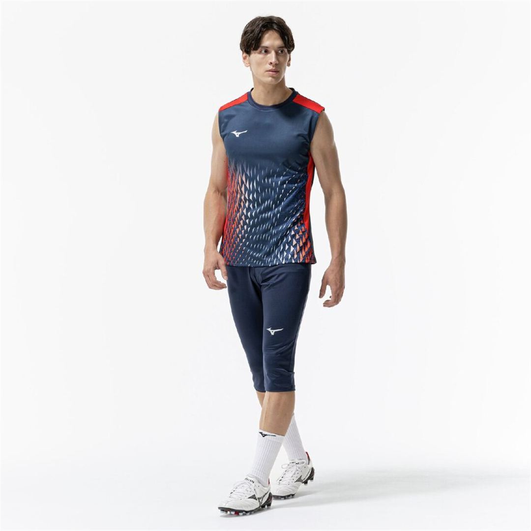 フィールドシャツ(ノースリーブ) ドレスネイビー×チャイニーズレッド XL