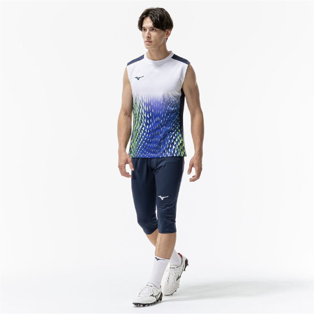 フィールドシャツ(ノースリーブ) ホワイト×ドレスネイビー XL