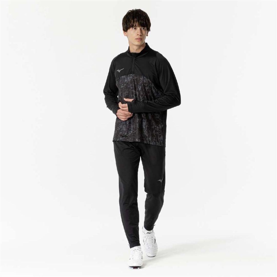 ストレッチフリースシャツ ハーフジップ ブラック 2XL