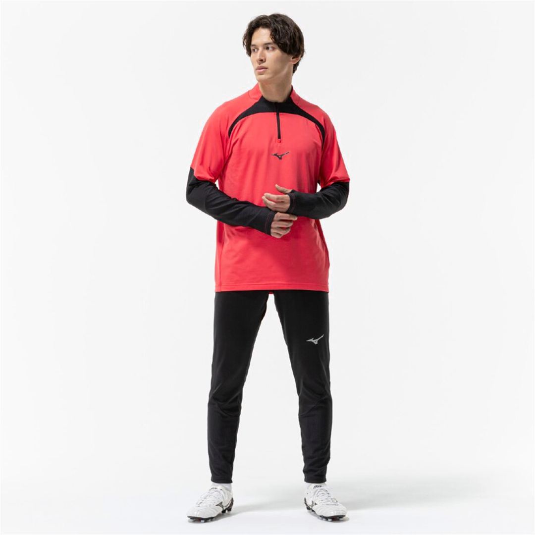 ストレッチフリースシャツ ハーフジップ パラダイスピンク×ブラック S