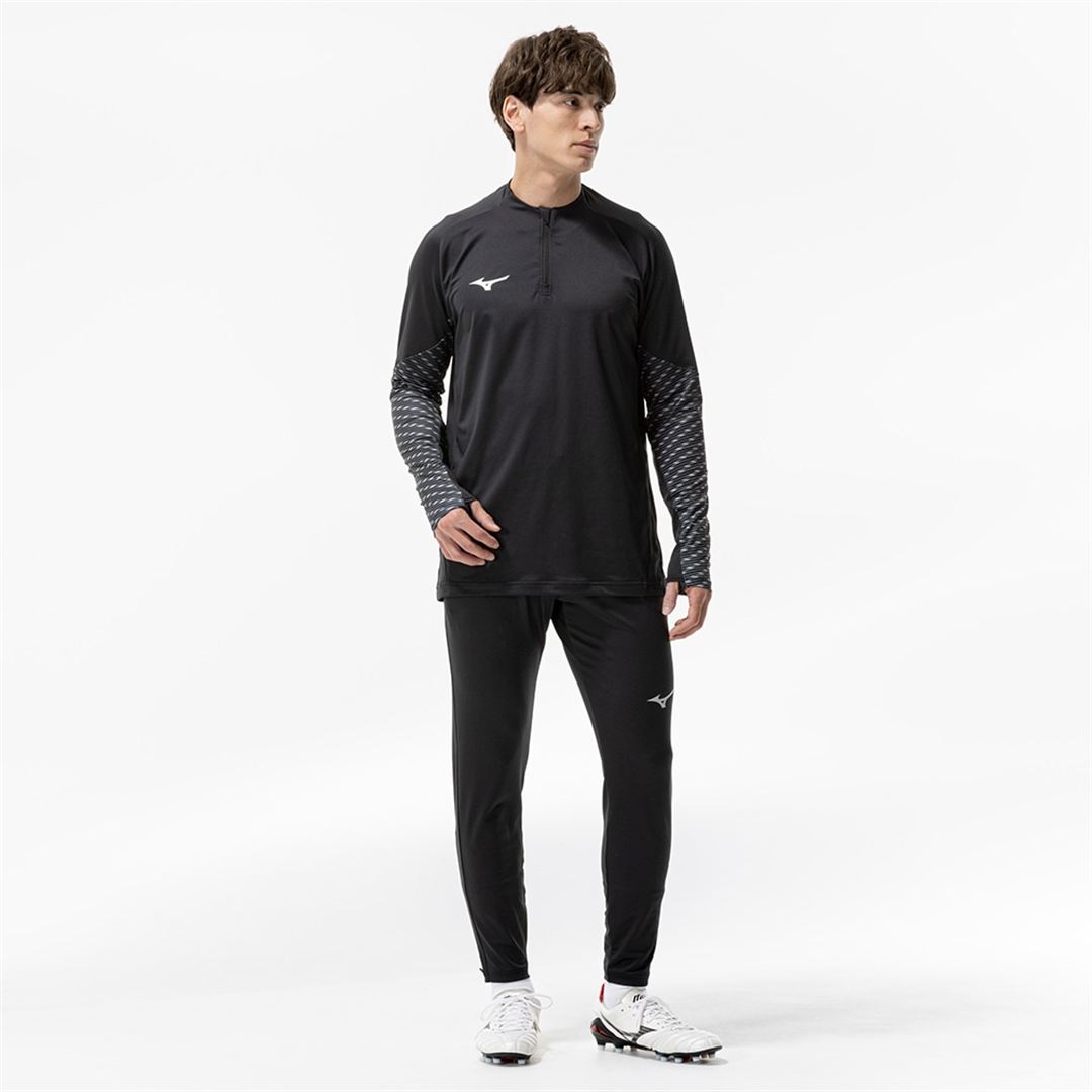 ストレッチフリースシャツ ハーフジップ ブラック XL