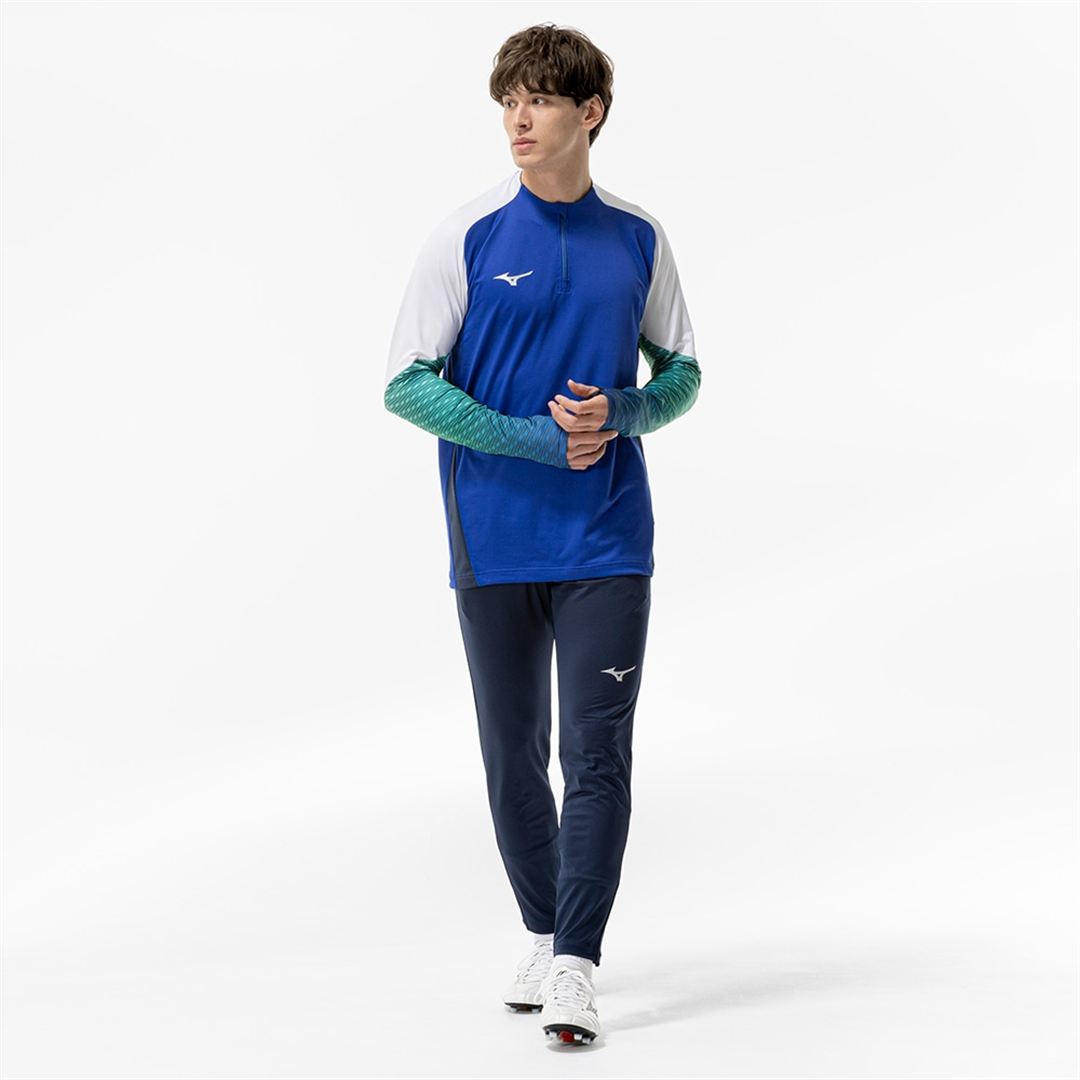 ストレッチフリースシャツ ハーフジップ サーフブルー XL
