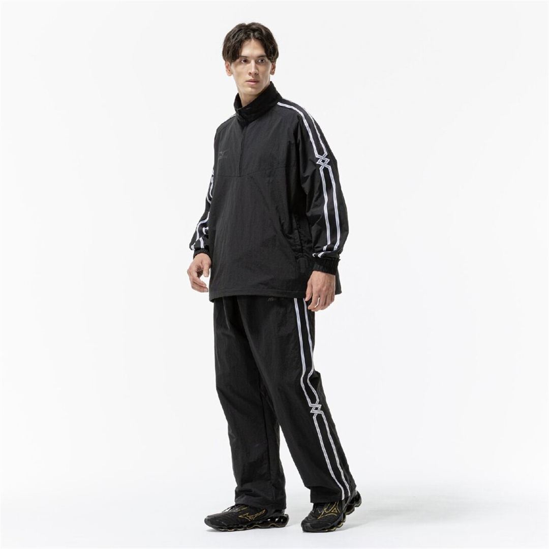 MZFB リップストップウーブンハーフジップシャツ ブラック XL