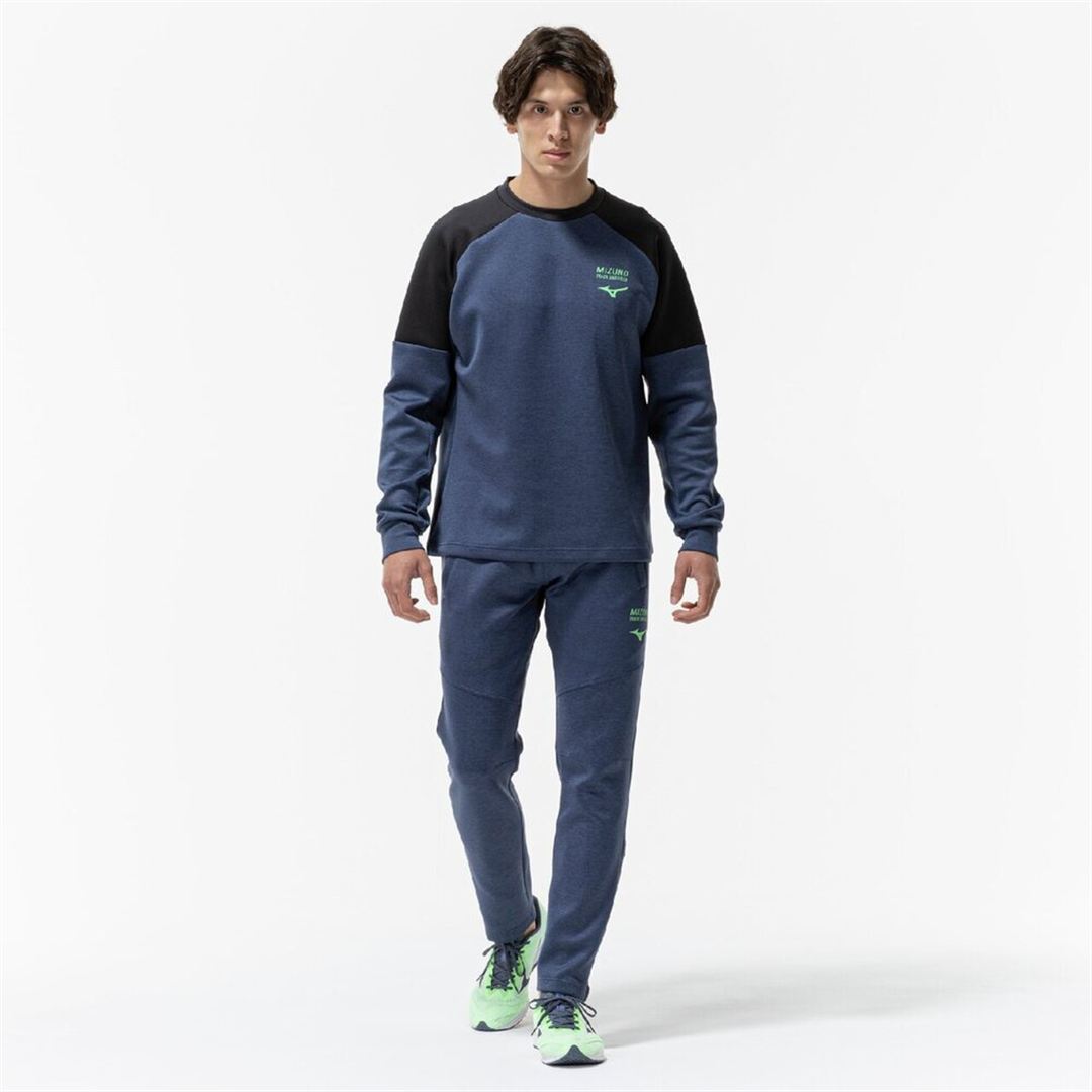 ストレッチクルーネックシャツ ネイビー杢 M