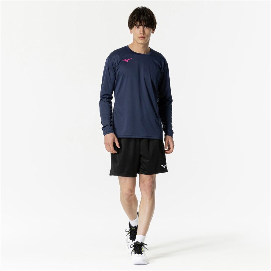 プラクティスシャツ(長袖／バレーボール) ドレスネイビー×マゼンタ XL