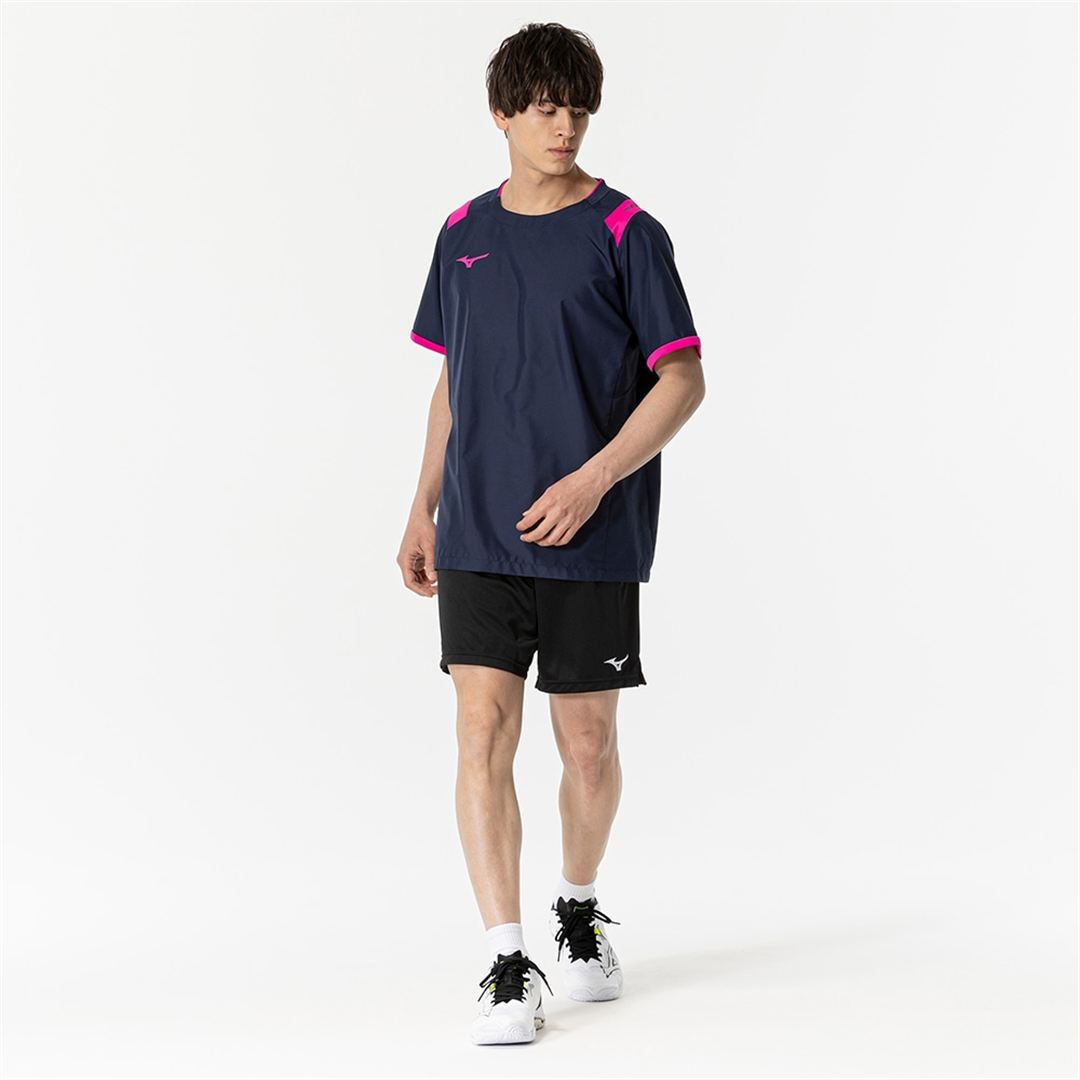 ピステ(半袖／バレーボール) ドレスネイビー×マゼンタ XL