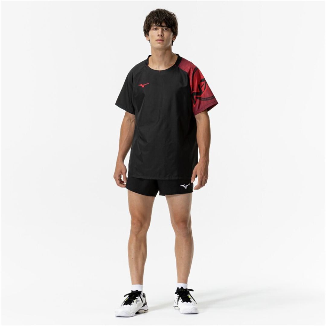 N-XTピステ(半袖／バレーボール) ブラック×レッド 2XL