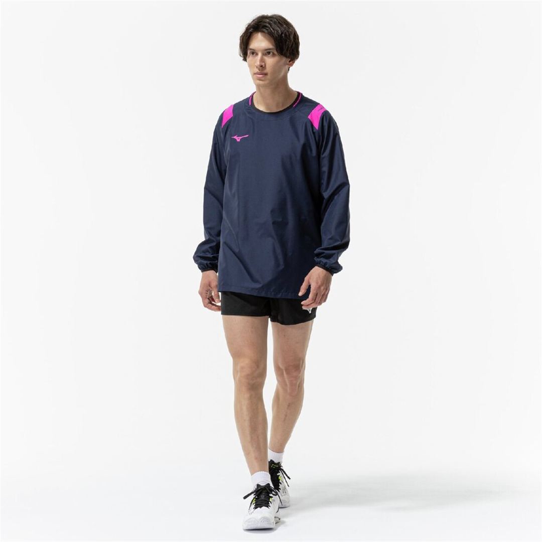 ピステ(長袖／バレーボール) ドレスネイビー×マゼンタ XL
