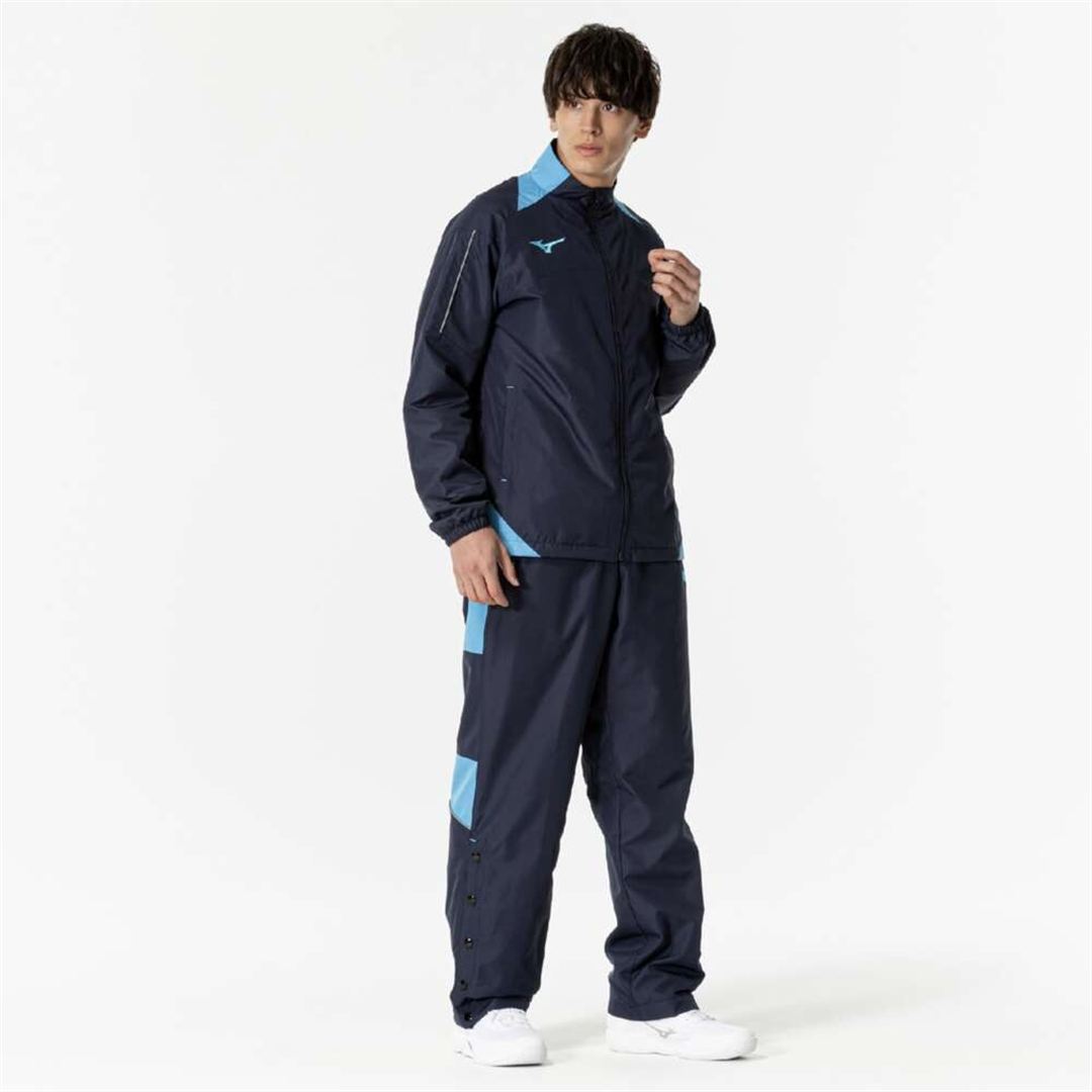 ウインドブレーカーシャツ(バスケットボール) ネイビー×ターコイズ XL
