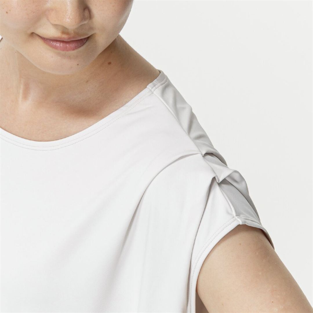 ストレッチスムースフレンチスリーブTシャツ ホワイトサンド S