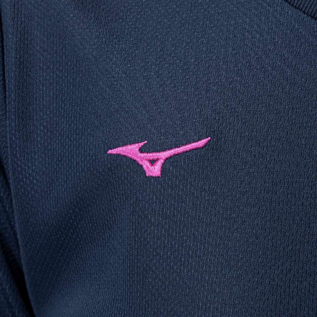 ナビドライTシャツ(長袖／丸首) ドレスネイビー×マゼンタ S