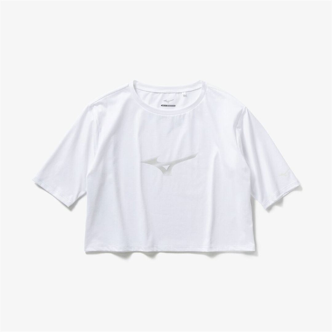 ストレッチソフトドライクロップドTシャツ(ワイドシルエット) ホワイト S