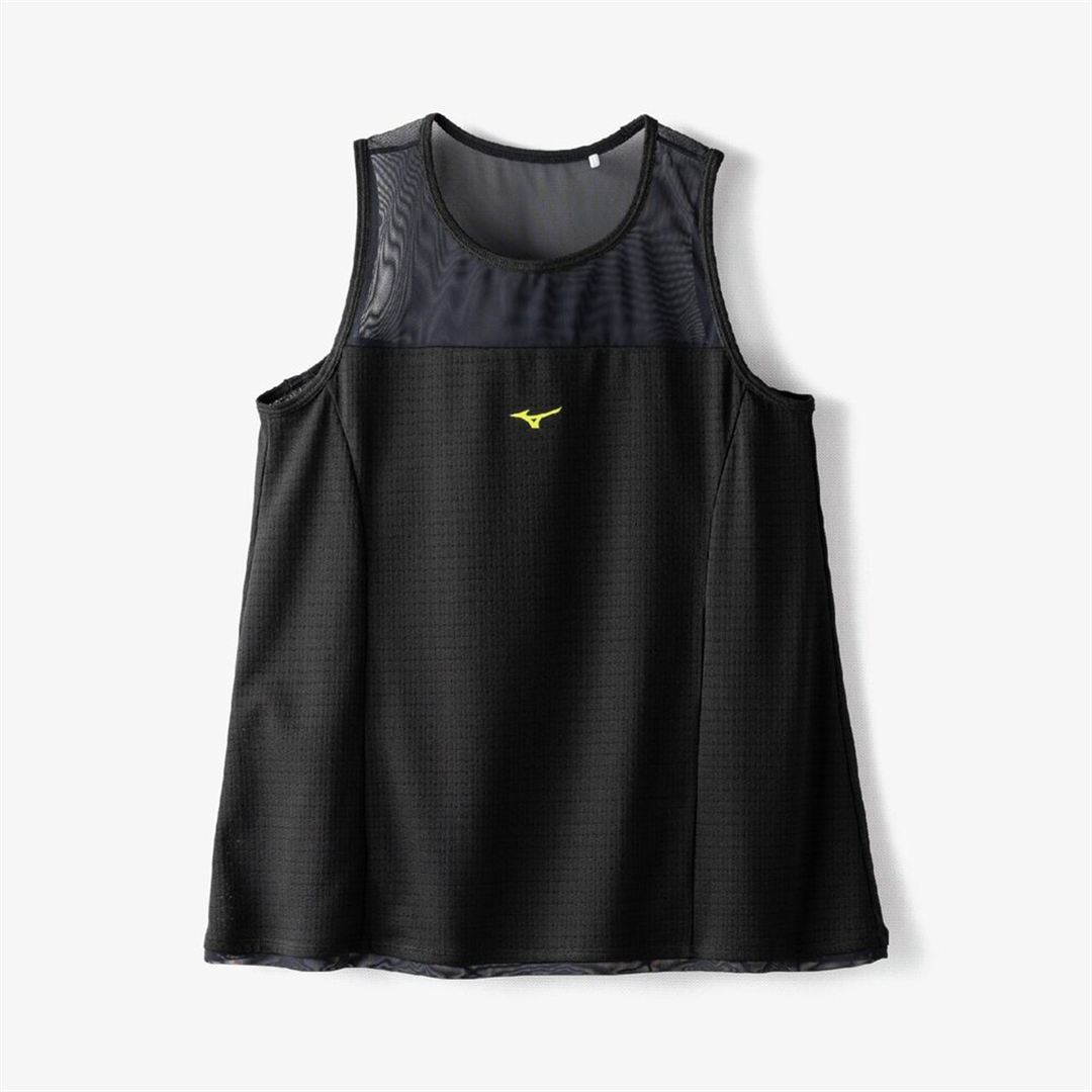 【汗処理／通気】ドライエアロフロージャカードノースリーブTシャツ ブラック XL