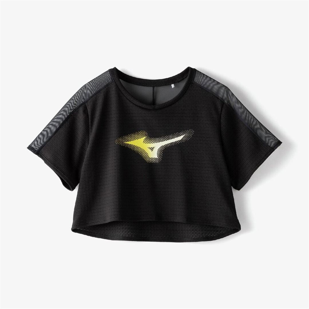【汗処理／通気】ドライエアロフロージャカードクロップドTシャツ ブラック S