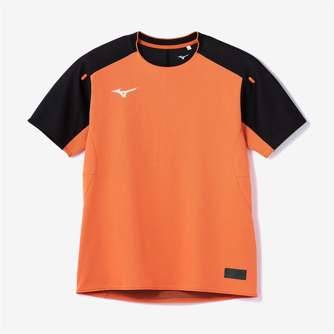 【汗処理／通気】ドライエアロフローTシャツ サンストーンオレンジ×ブラック XS