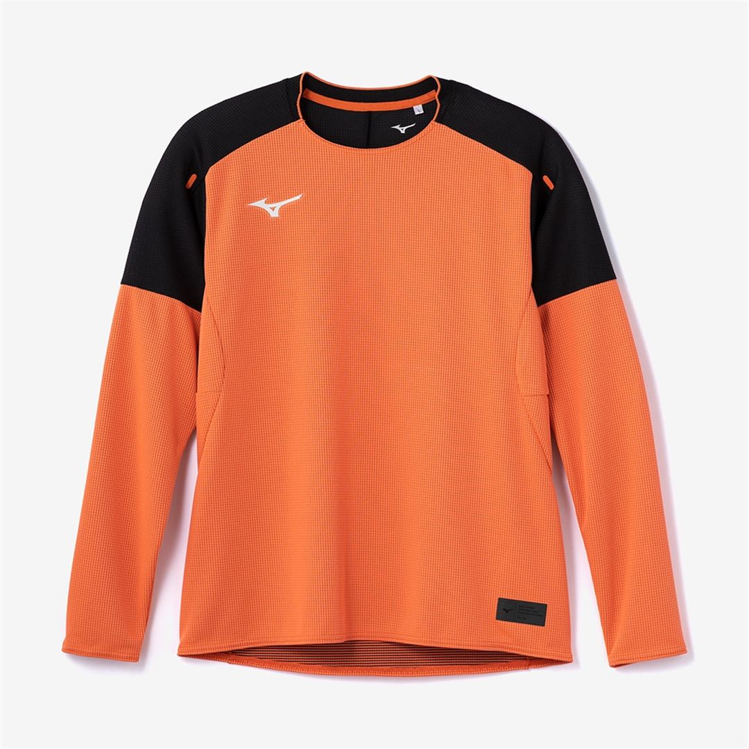【汗処理／通気】ドライエアロフローTシャツ(長袖) サンストーンオレンジ×ブラック S