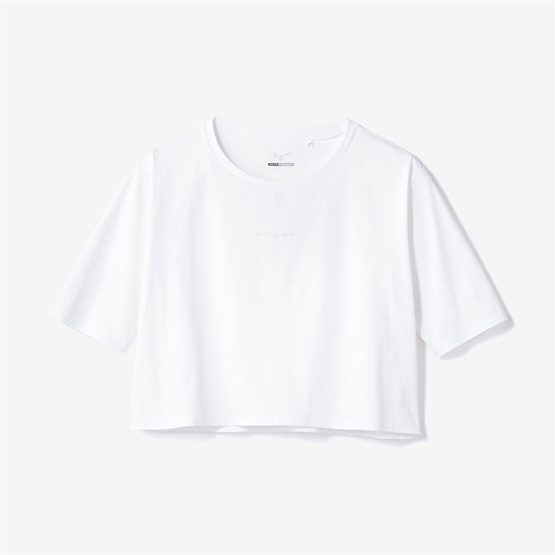 ストレッチソフトドライクロップドTシャツ(ワイドシルエット) ホワイト XL