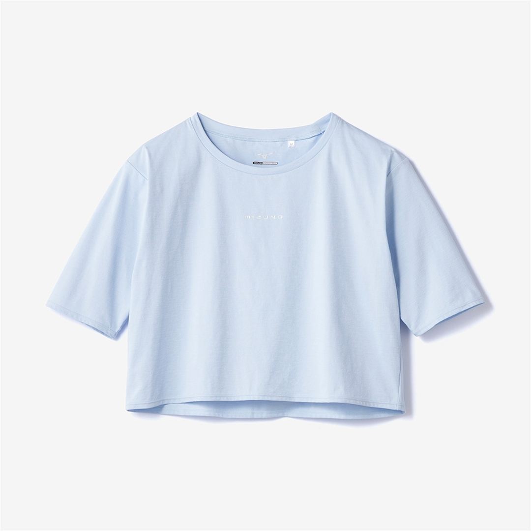ストレッチソフトドライクロップドTシャツ(ワイドシルエット) ペールブルー XL