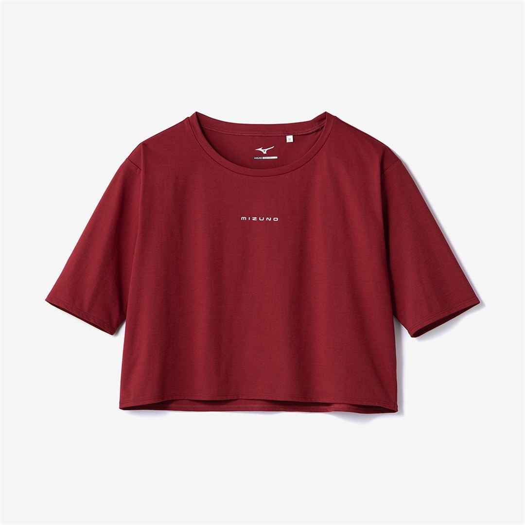 ストレッチソフトドライクロップドTシャツ(ワイドシルエット) ルバーブレッド XL