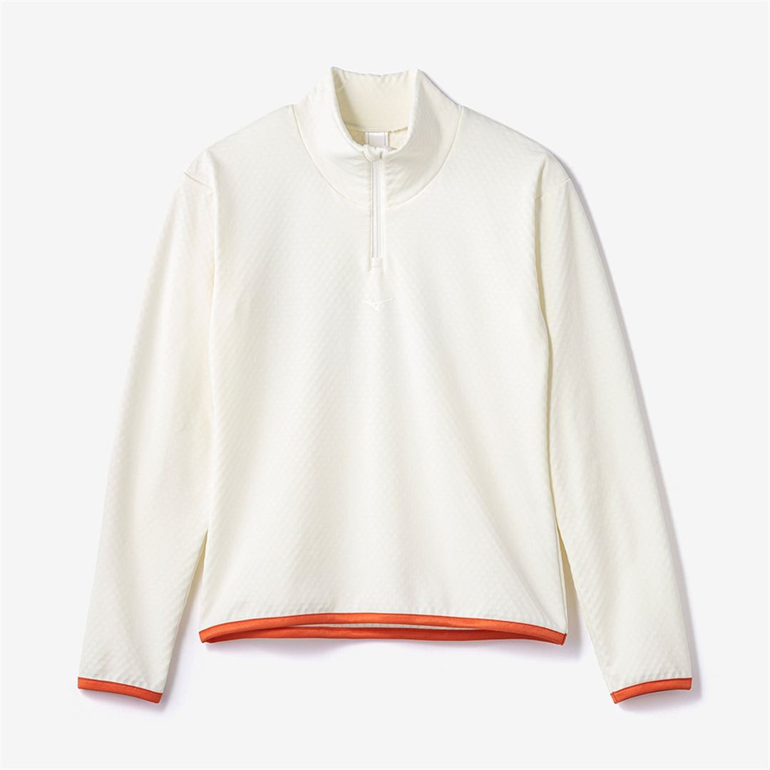 ストレッチフリースハーフジップTシャツ(長袖) スノーホワイト杢 XL