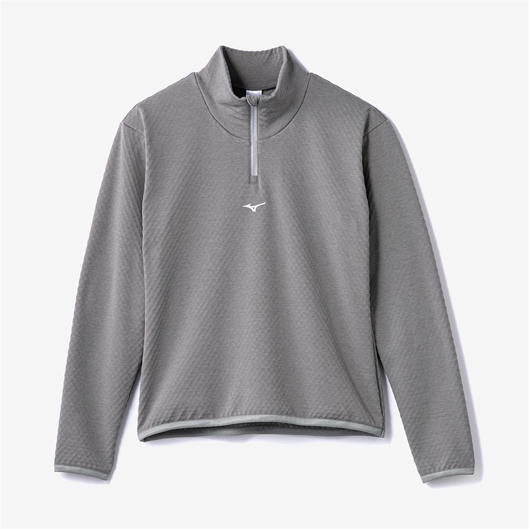 ストレッチフリースハーフジップTシャツ(長袖) フロストグレー杢 XL