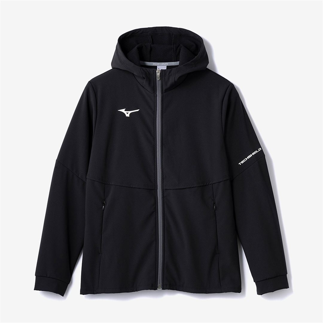 【ストレッチ／防風】テックシールドフーディジャケット ブラック M