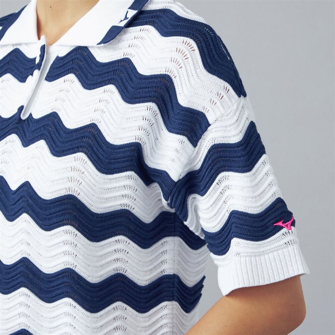 リップルニット半袖ポロシャツ ホワイト XL