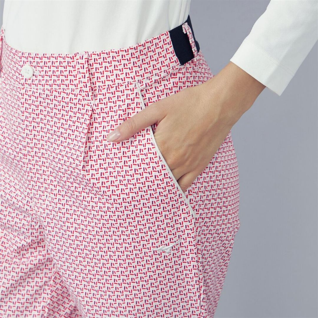 【MGFコレクション】コンフェッティ柄ロングパンツ レッド S