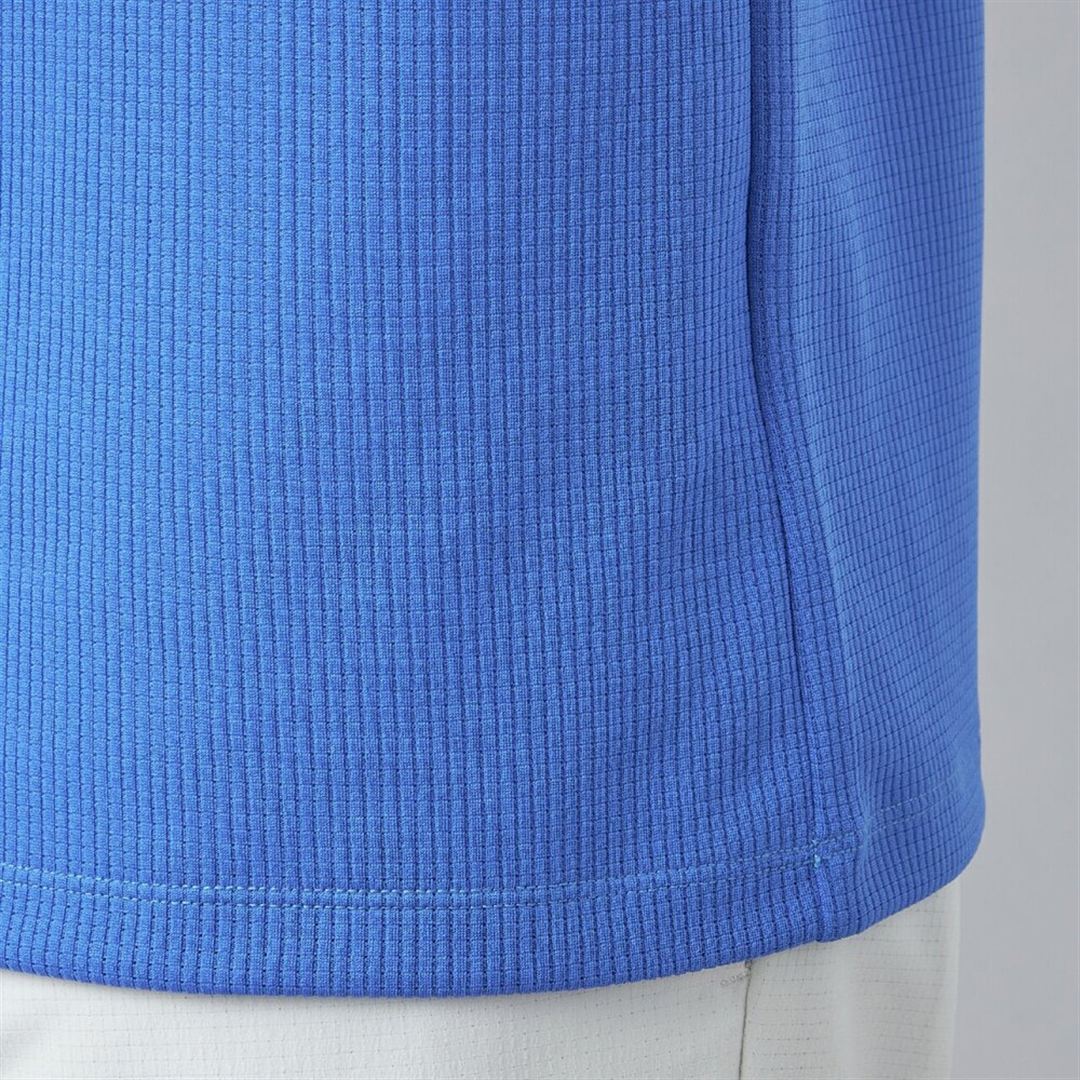 【汗処理／通気】ドライエアロフロー半袖モックネックシャツ ダズリングブルー XL