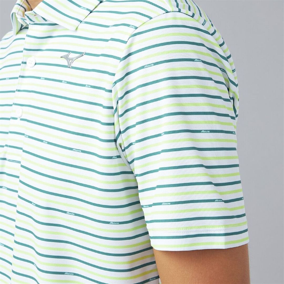 鹿の子マルチボーダープリント半袖共衿シャツ ダイキリグリーン 2XL