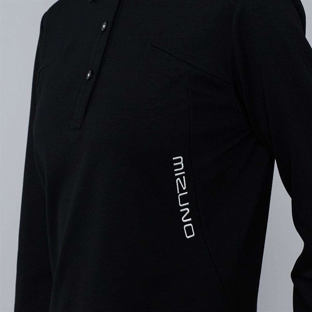 ヘザーストレッチ長袖シャツ ブラック XL
