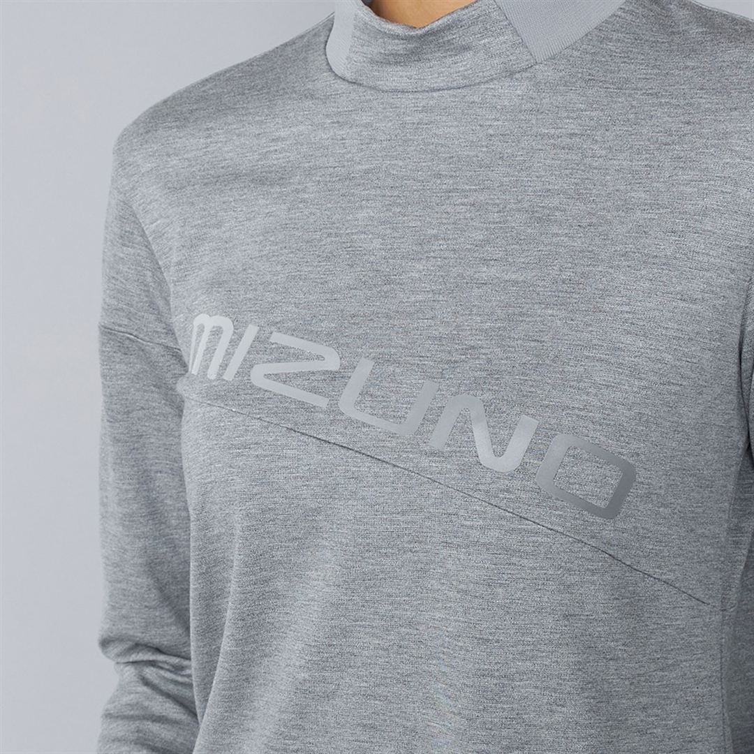 ヘザーストレッチハイネックシャツ グレー XL