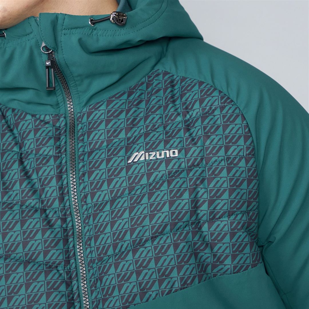【保温素材／吸湿発熱】MIZUNO テックフィルブレスサーモ サーマルメッシュジャケット ディープグリーン XL